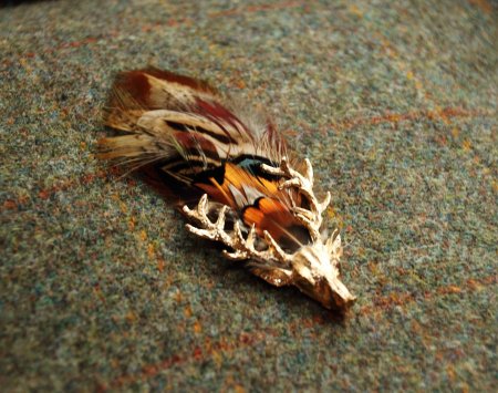 Stag & Pheasant Feather Brooch